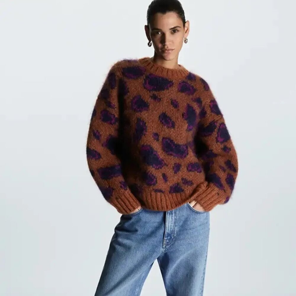 Cos Jacquard Mohair Knit Sweater